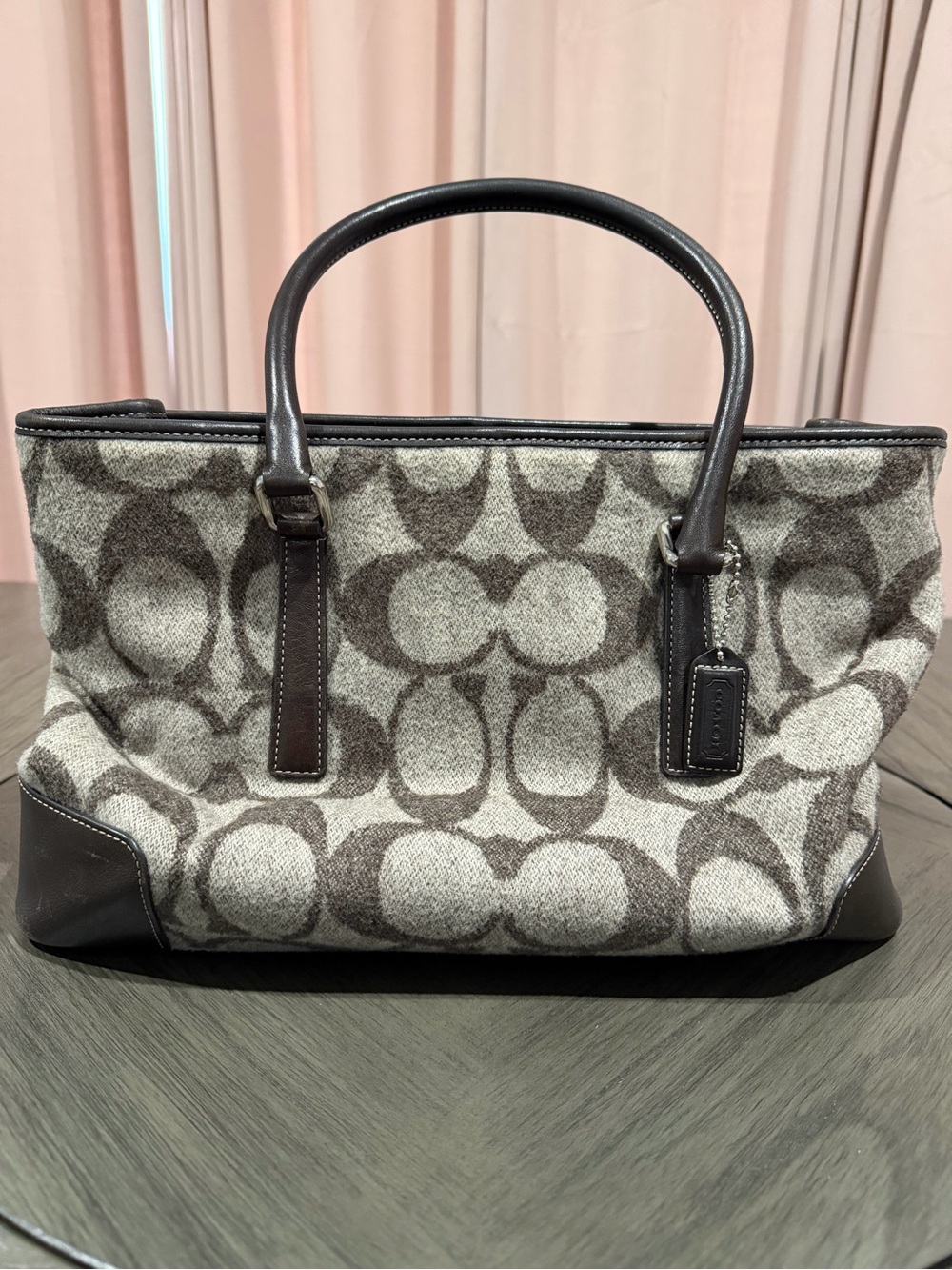 Vintage 2001 Coach 7721 Signature Wool Leather Tote